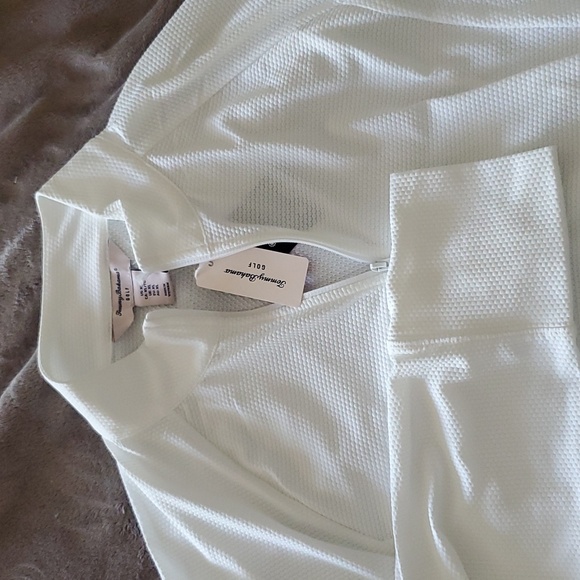 Tommy Bahama Tops - Tommy Bahama Golf 1/2 Zip Long-sleeved Textured White Top Ladies XL NWT